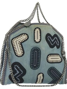 Vintage Stella McCartney Denim Blue Patchwork Chain Shoulder Bag